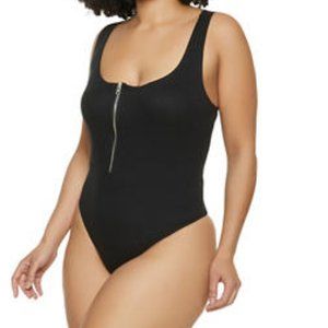💜Zip Front Ribbed Bodysuit